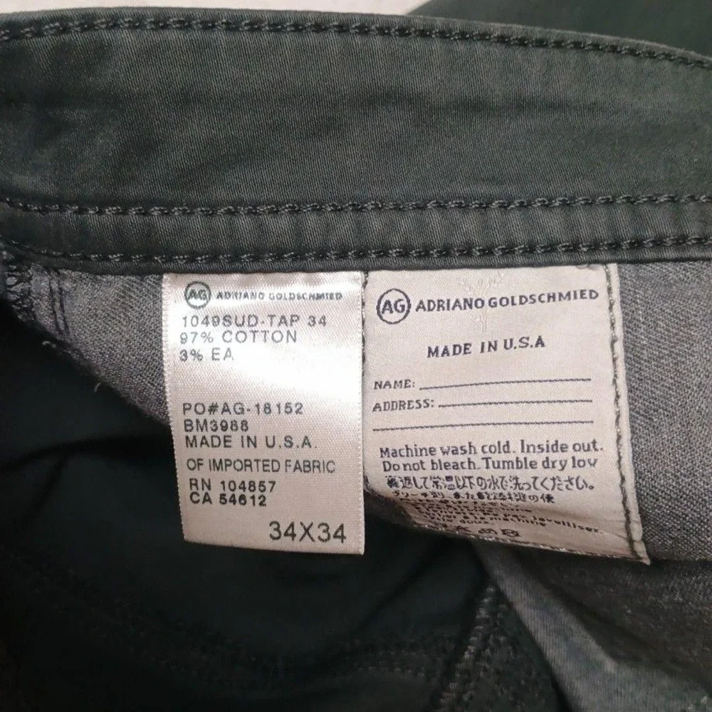 Adriano Goldschmied Pants Men 34x34 Gray Protege Straight Leg Chino 5 Pocket USA